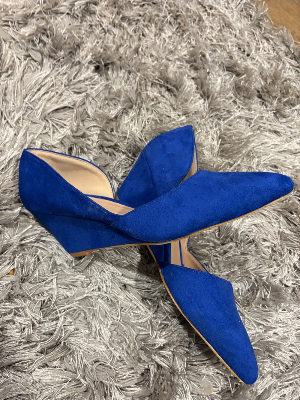 Women's Royal Blue Suede D'Orsay Low Wedges
